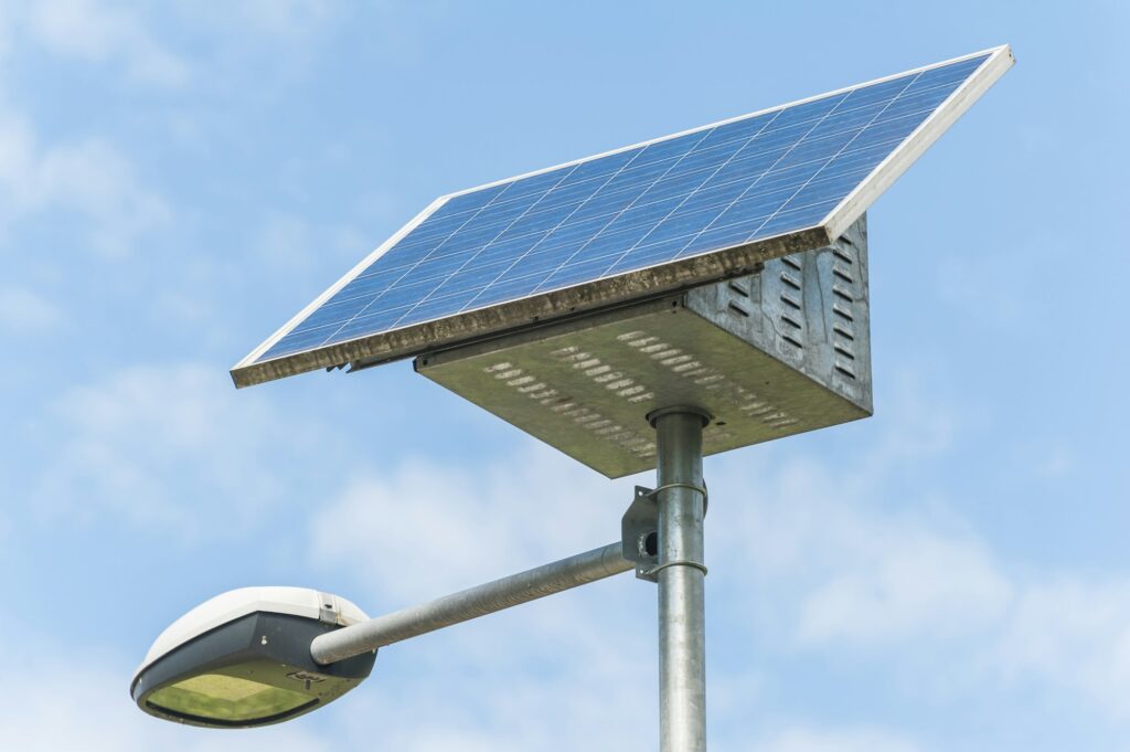 Street lamp with solar panel